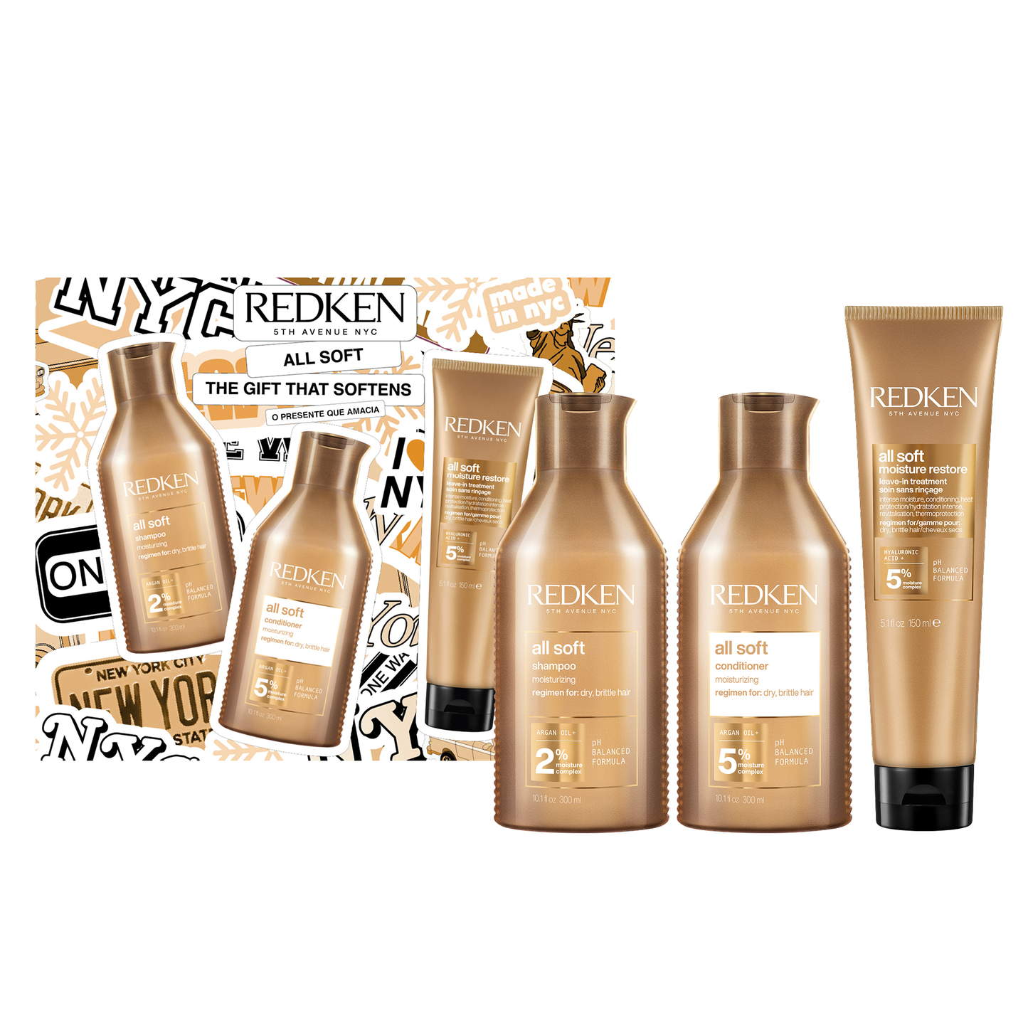 Redken All Soft Holidays Coffret - Champô, Condicionador e Moisture Restore | Jean Louis David